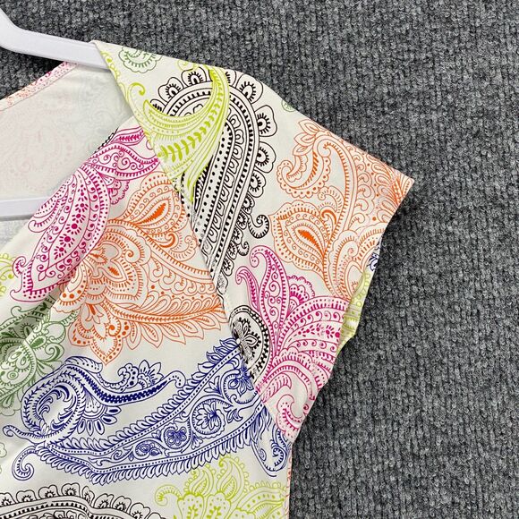 Title Nine Dress Womens S Multicolor Paisley Cowl Neck Athleisure Performance - Picture 3 of 10